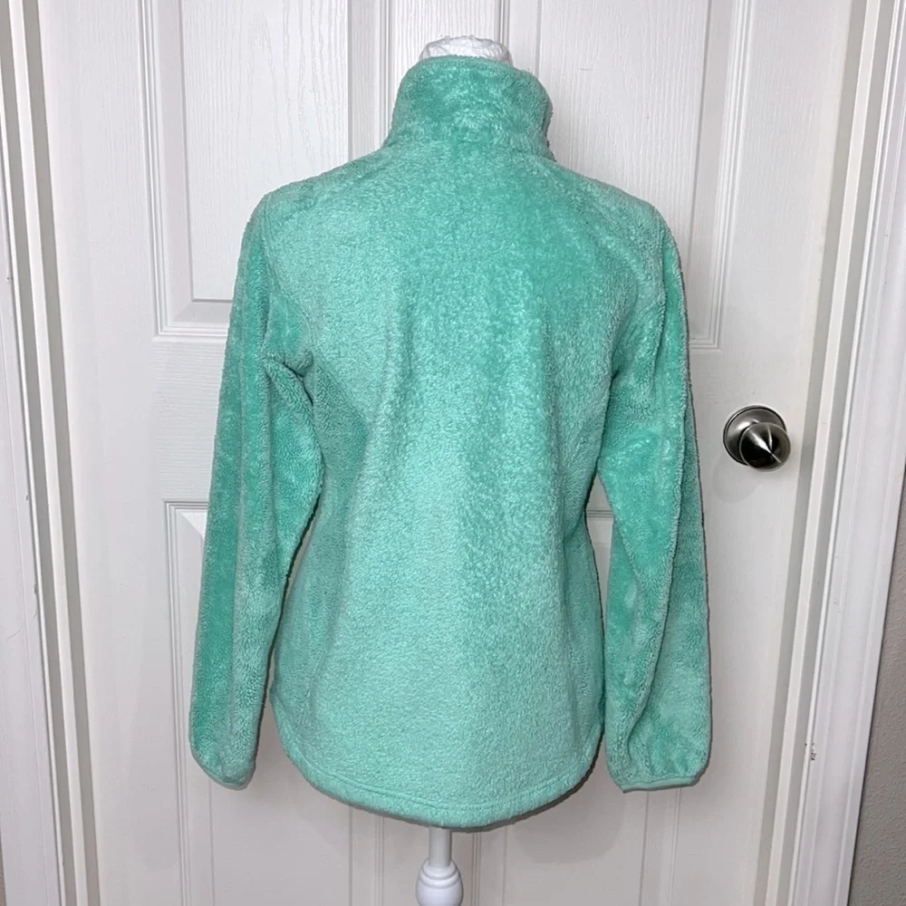 The North Face Girls Turquoise Plush Furry Fleece Zip Up Jacket - Size LG 14/16